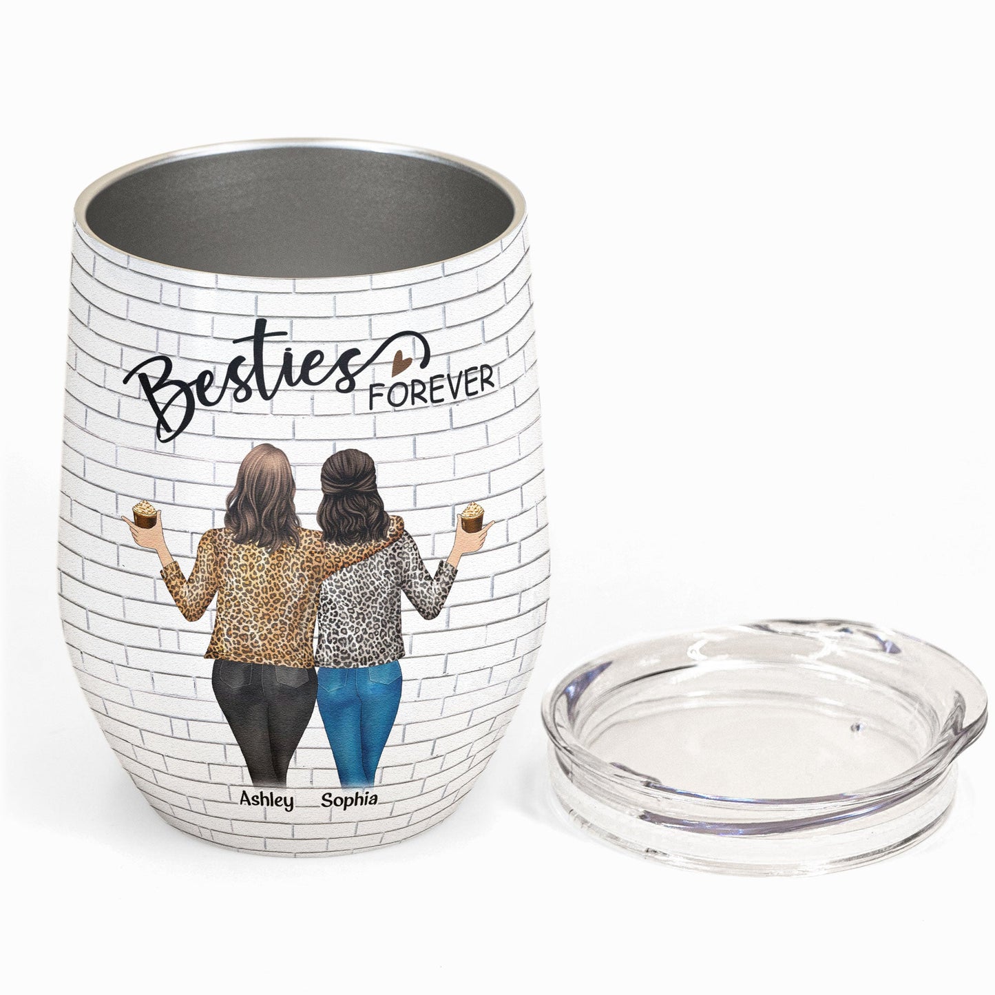 Sisters - Besties Forever - Personalized Wine Tumbler - Birthday, Loving Gift For Sisters, Sistas, Besties, Soul Sisters