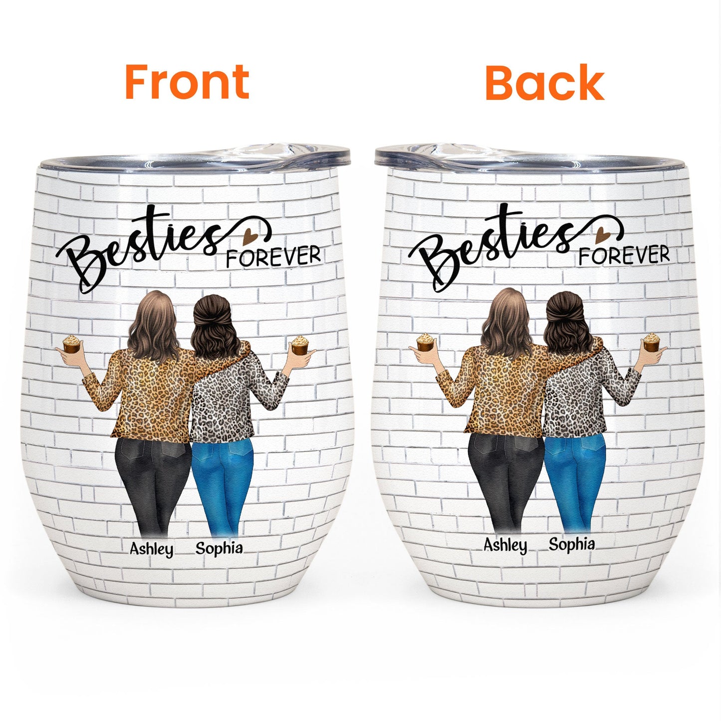 Sisters - Besties Forever - Personalized Wine Tumbler - Birthday, Loving Gift For Sisters, Sistas, Besties, Soul Sisters