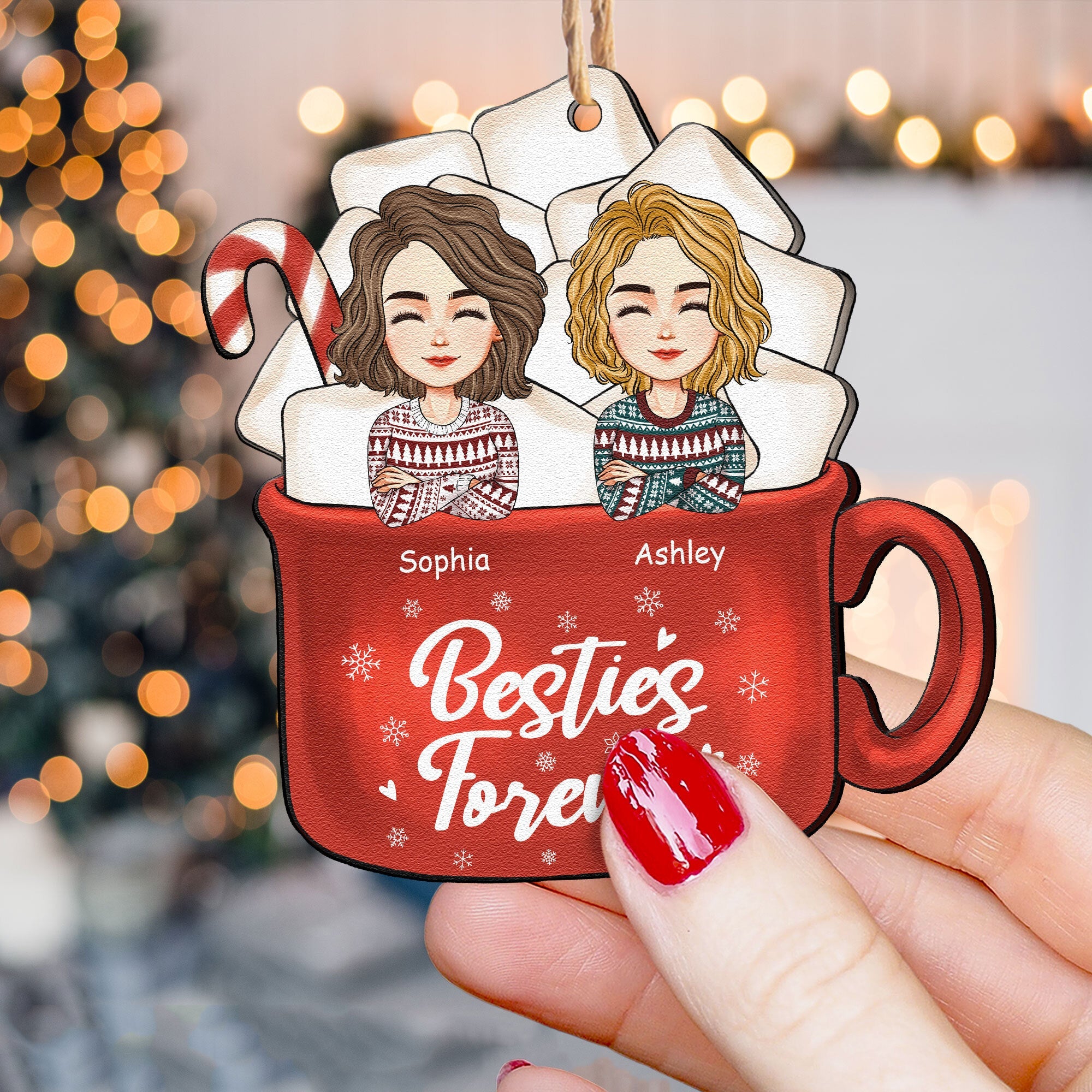 Sisters - Family Forever - Personalized Custom Shaped Wooden Ornament - Christmas, New Year Gift For Family, Sisters, Brothers, Siblings