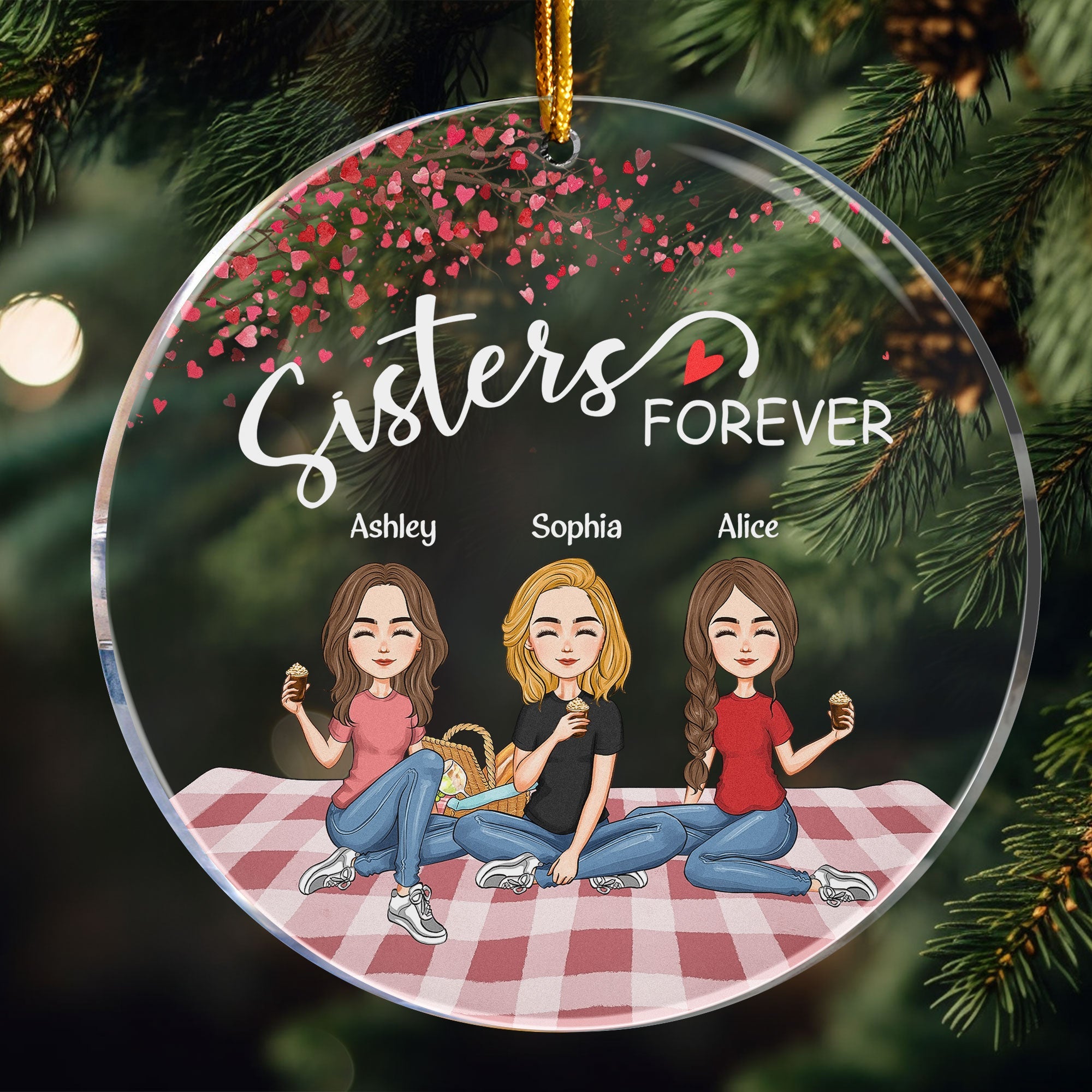 Sisters Forever 2024 - Personalized Circle Acrylic Ornament