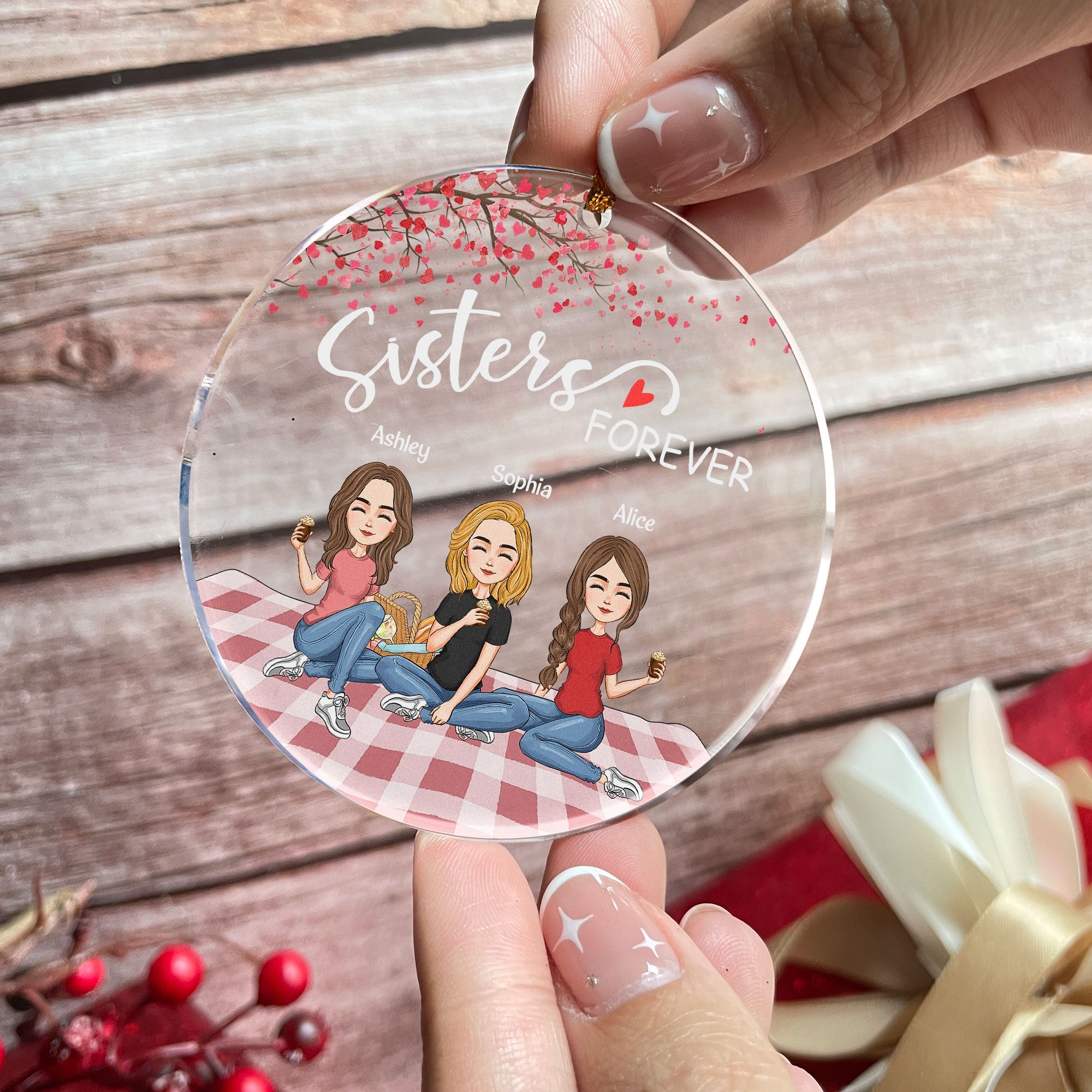 Sisters Forever 2024 - Personalized Circle Acrylic Ornament