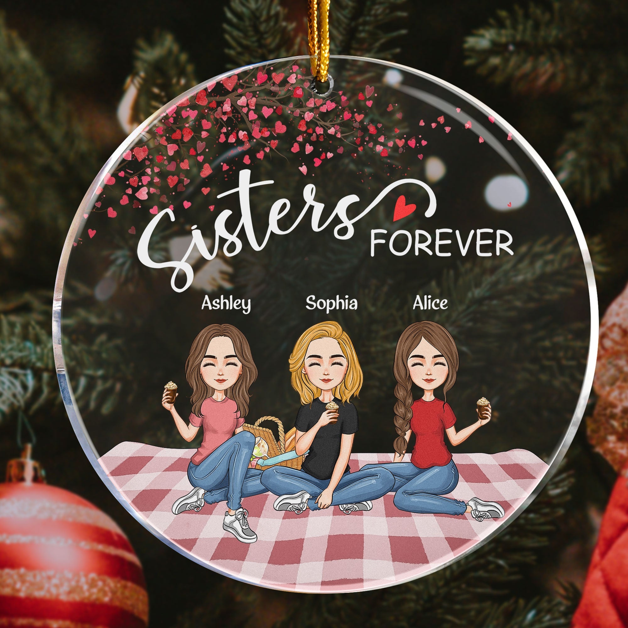 Sisters Forever 2024 - Personalized Circle Acrylic Ornament