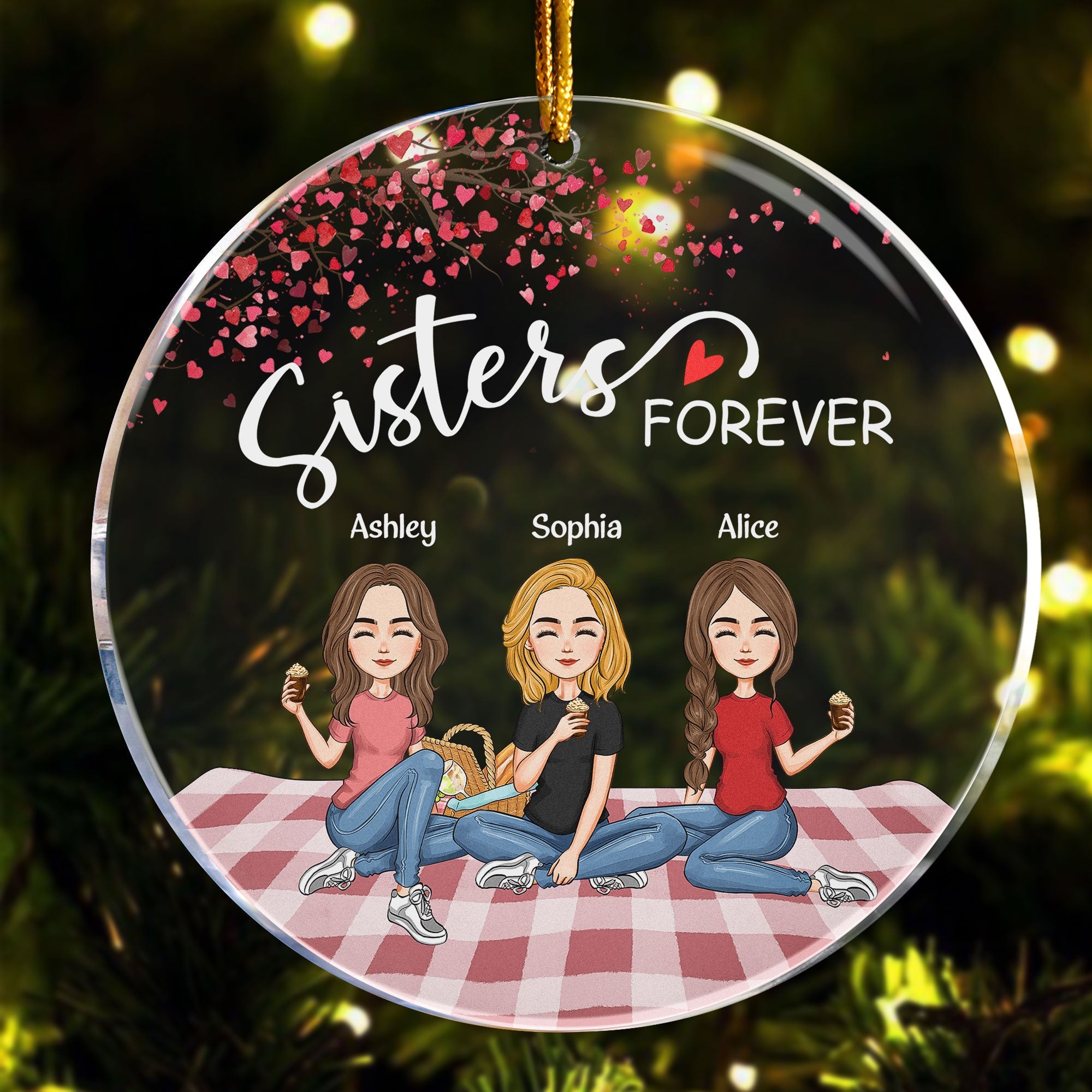 Sisters Forever 2024 - Personalized Circle Acrylic Ornament