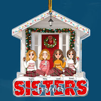 Sisters Forever Friends Red Christmas - Personalized Acrylic Ornament