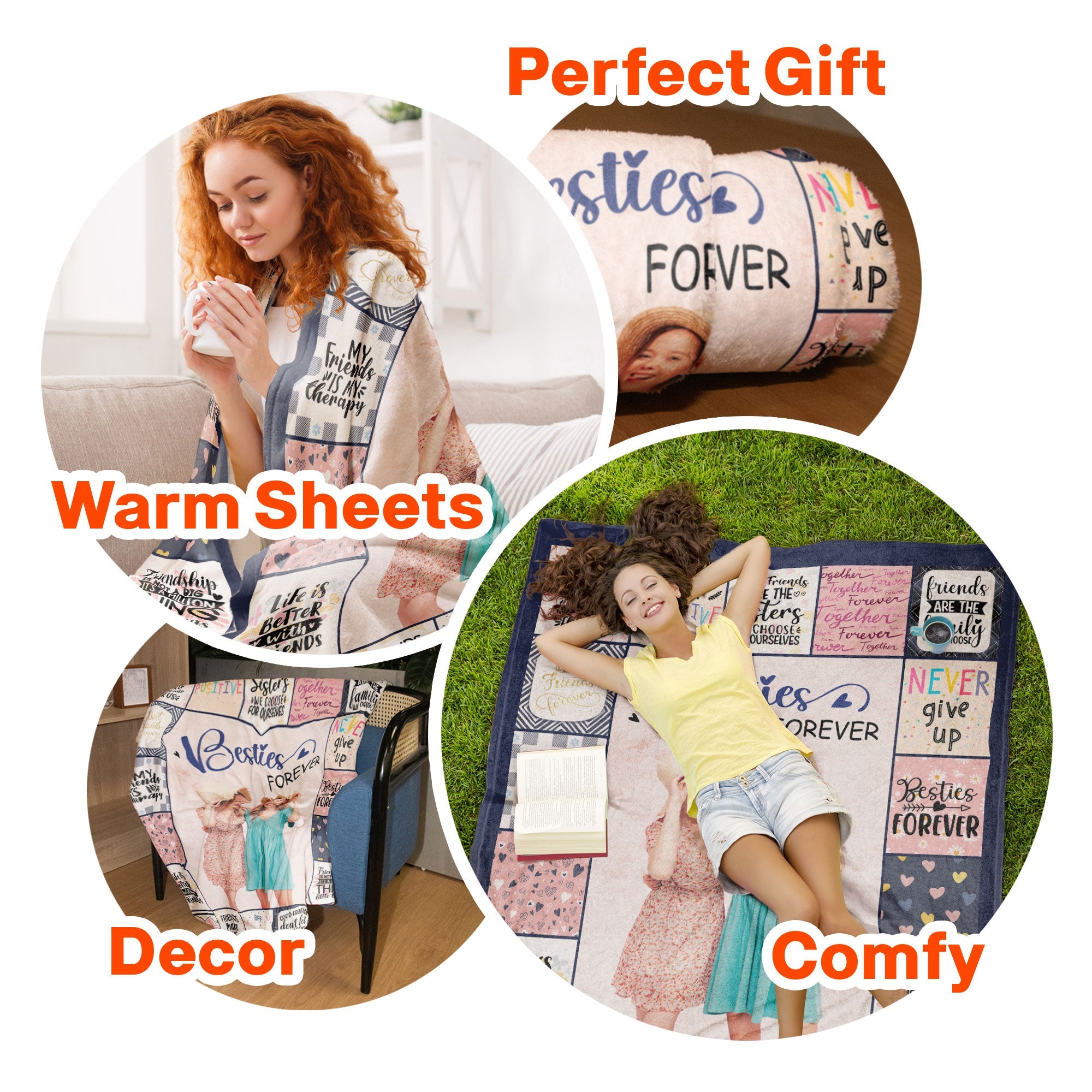 Sisters Forever Friendship Soul Sisters - Personalized Photo Blanket
