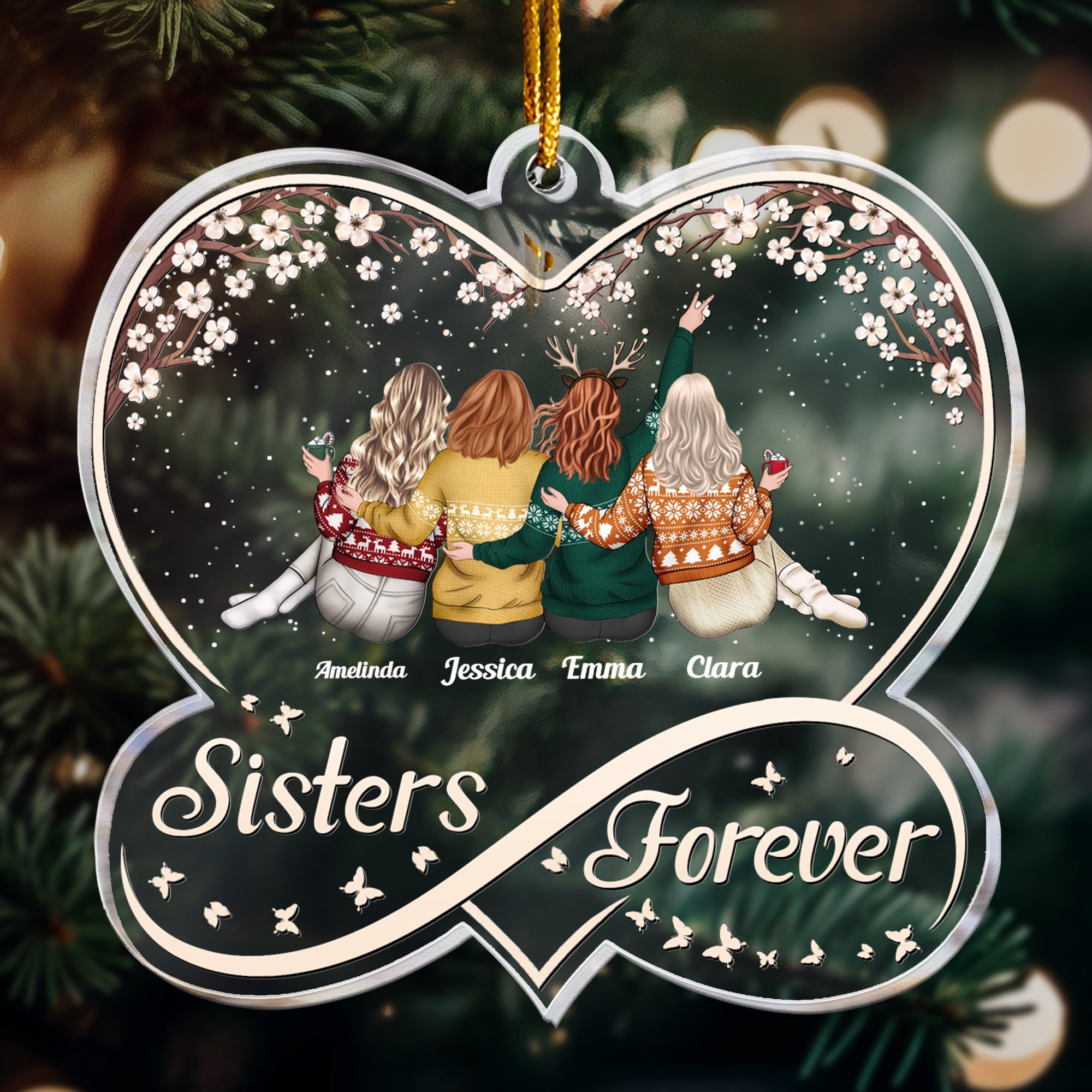 Sisters Forever Infinity Love - Personalized Acrylic Ornament