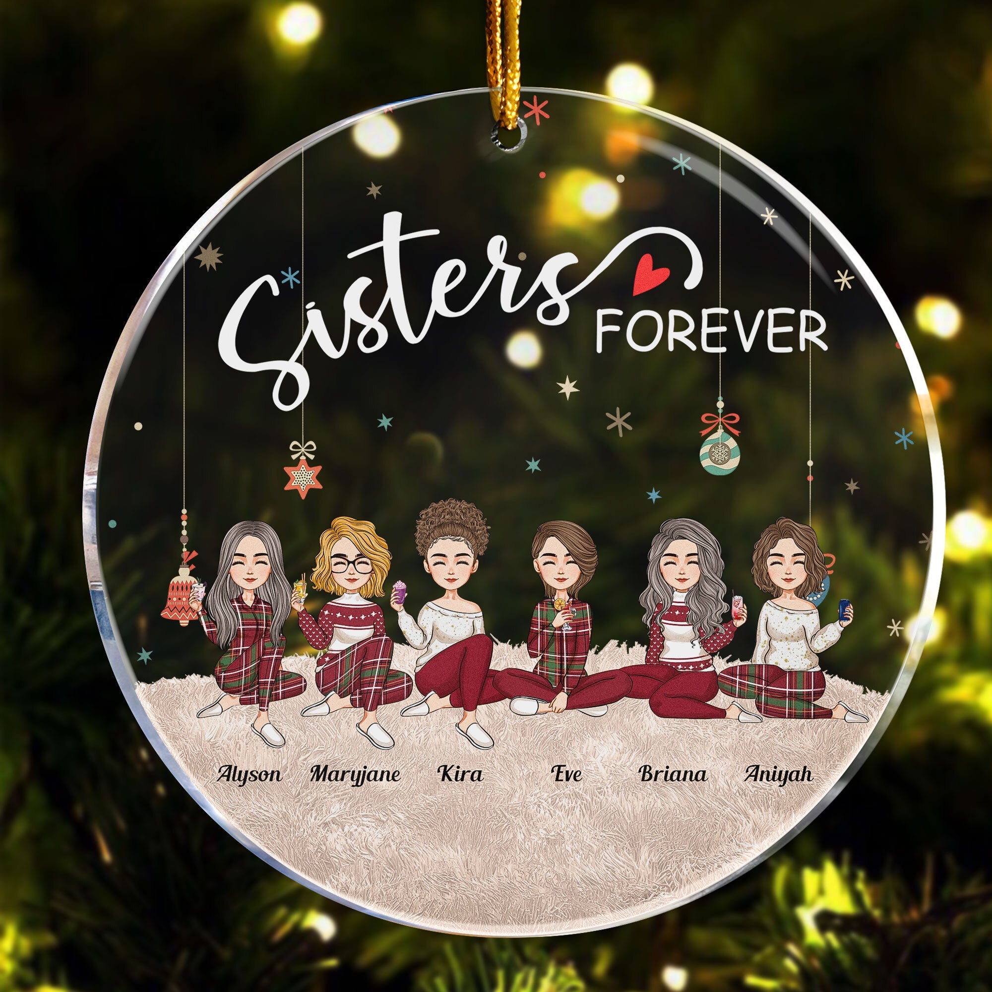 Sisters Forever - Personalized Circle Acrylic Ornament