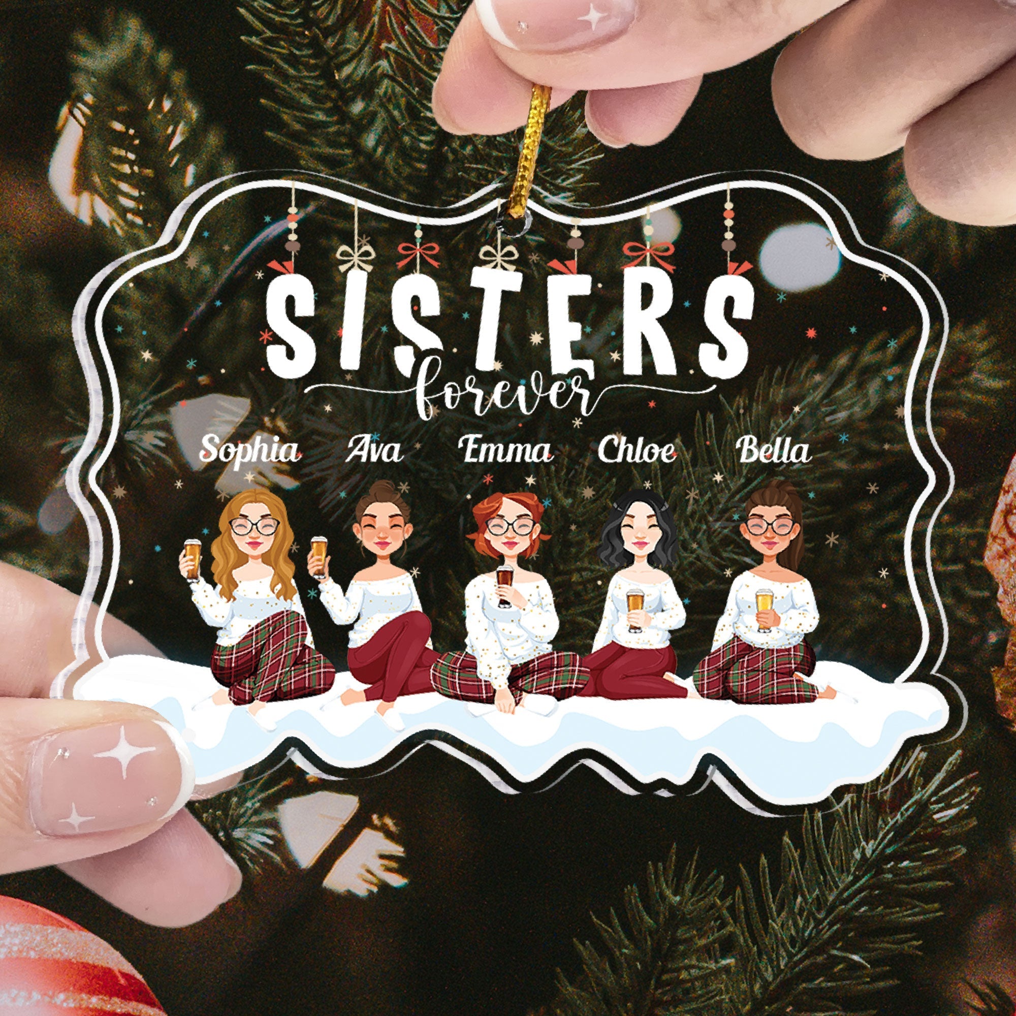 Sisters Forever - Personalized Custom Shaped Acrylic Ornament