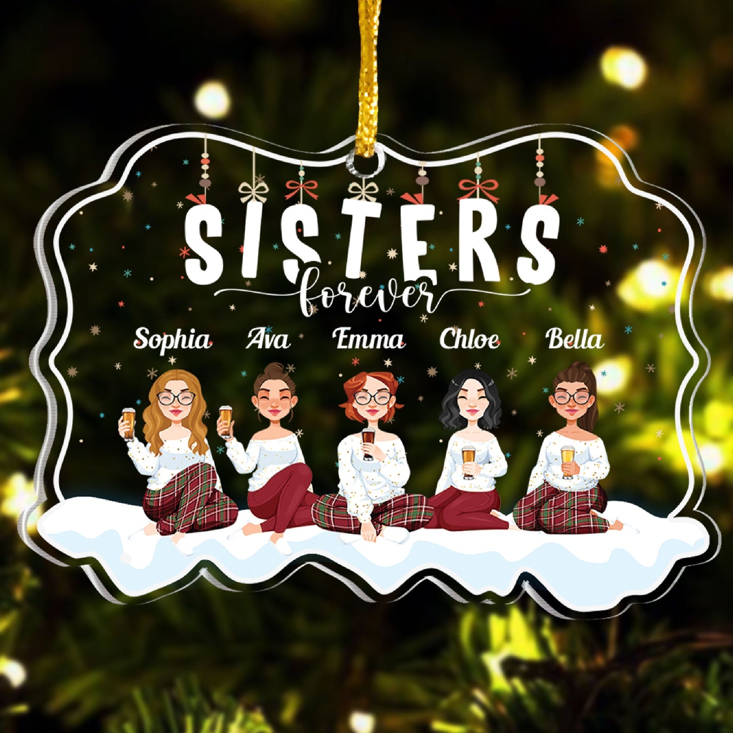 Sisters Forever - Personalized Custom Shaped Acrylic Ornament