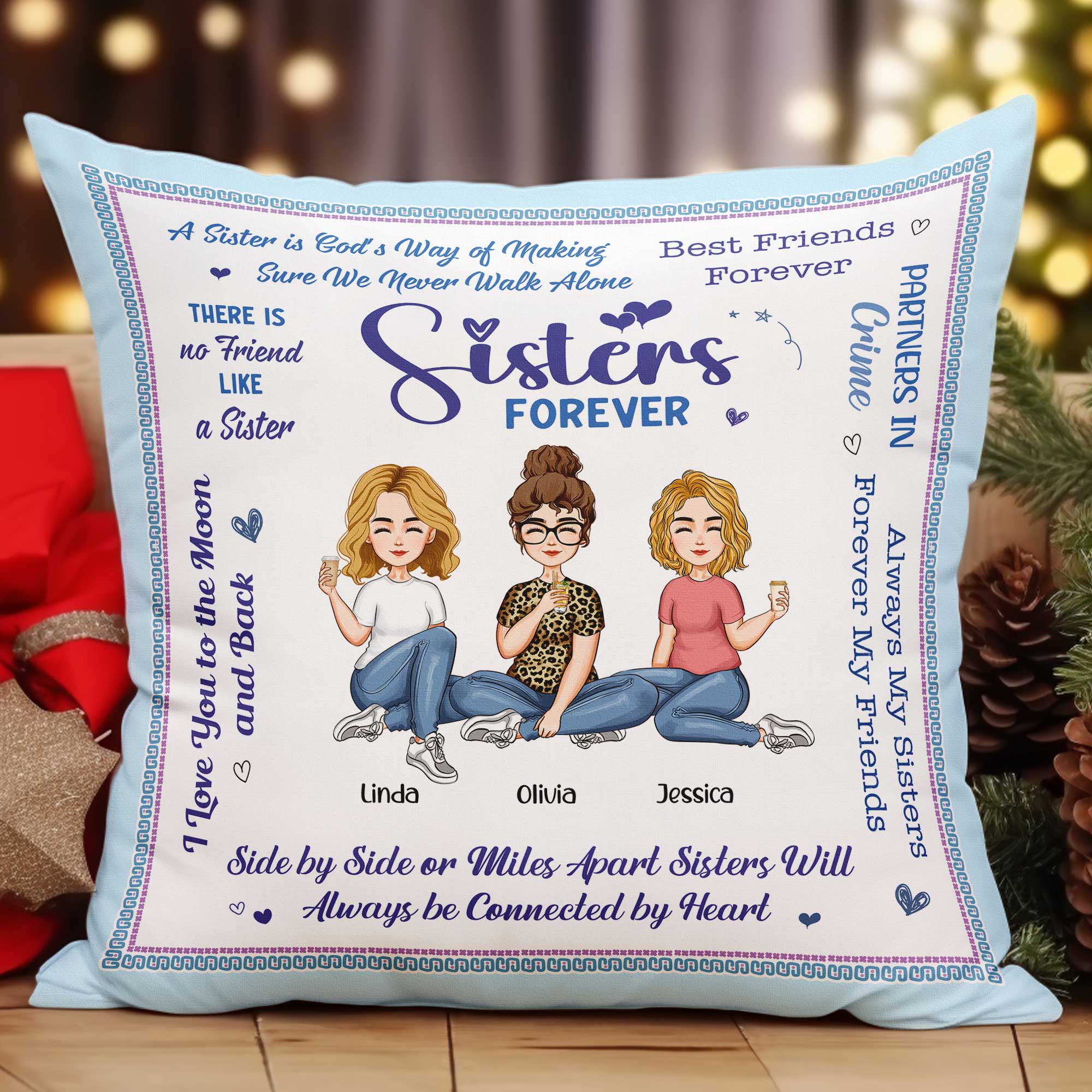 Sisters Forever - Personalized Pillow (Insert Included)