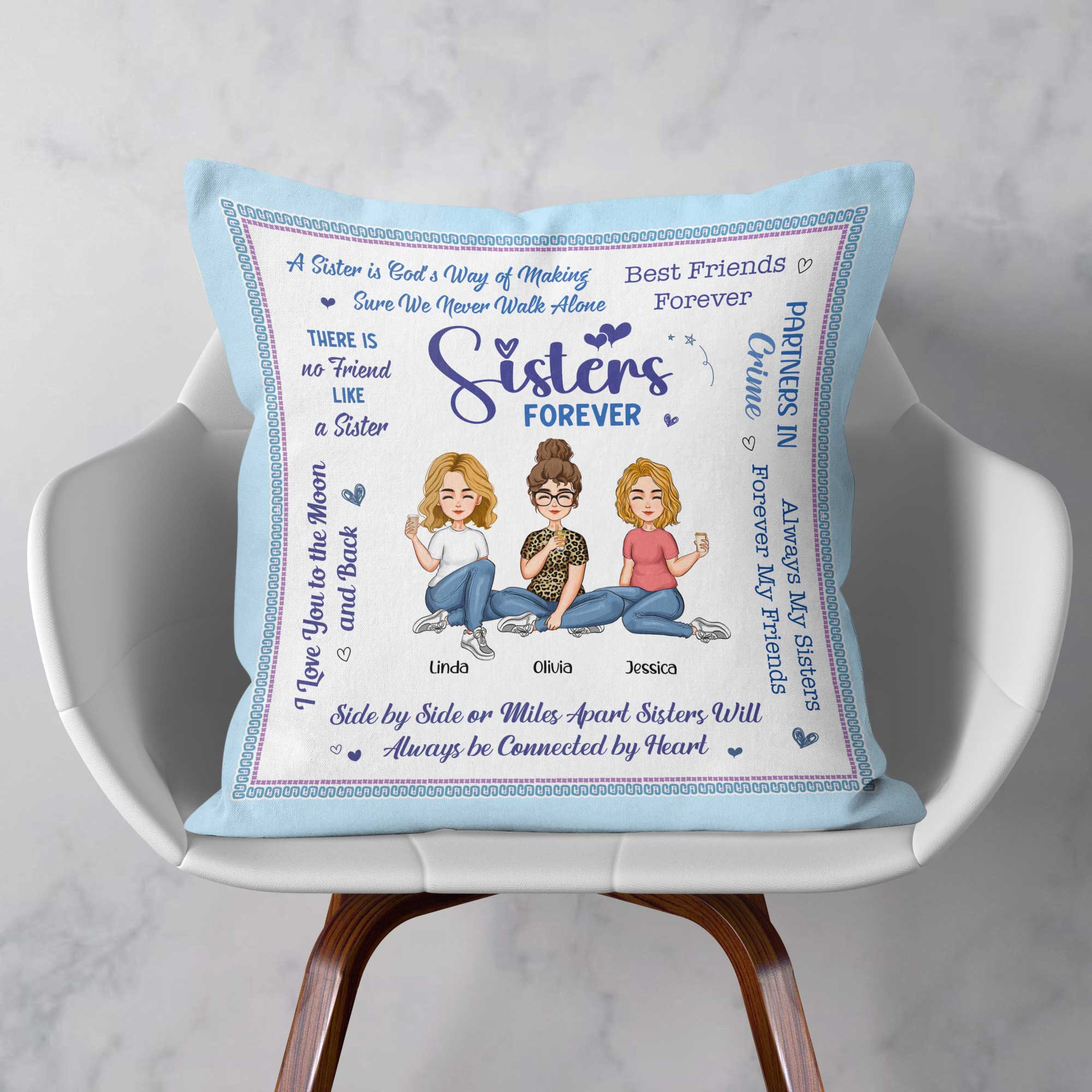 Sisters Forever - Personalized Pillow (Insert Included)