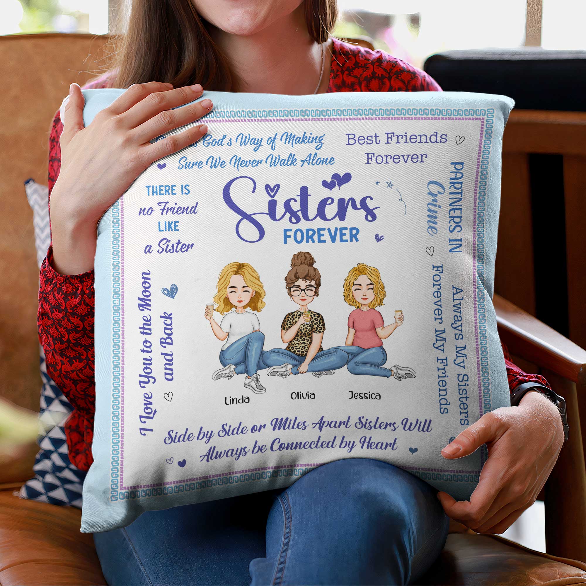Sisters Forever - Personalized Pillow (Insert Included)