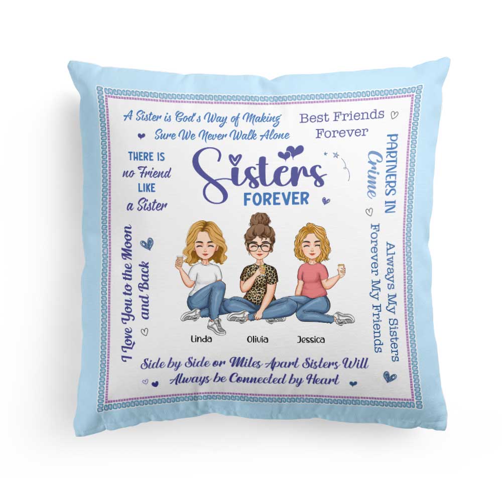 Sisters Forever - Personalized Pillow (Insert Included)