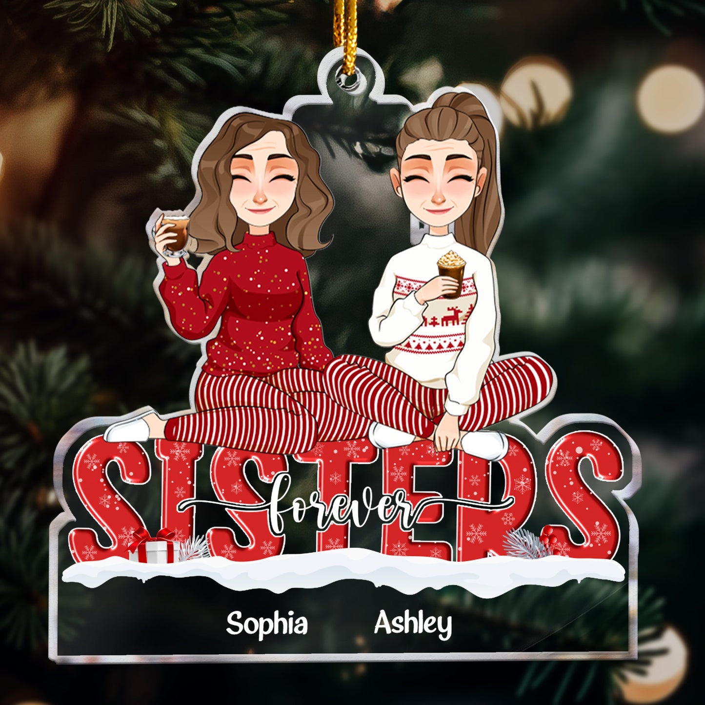 Sisters Forever - Version 6 - Personalized Acrylic Ornament