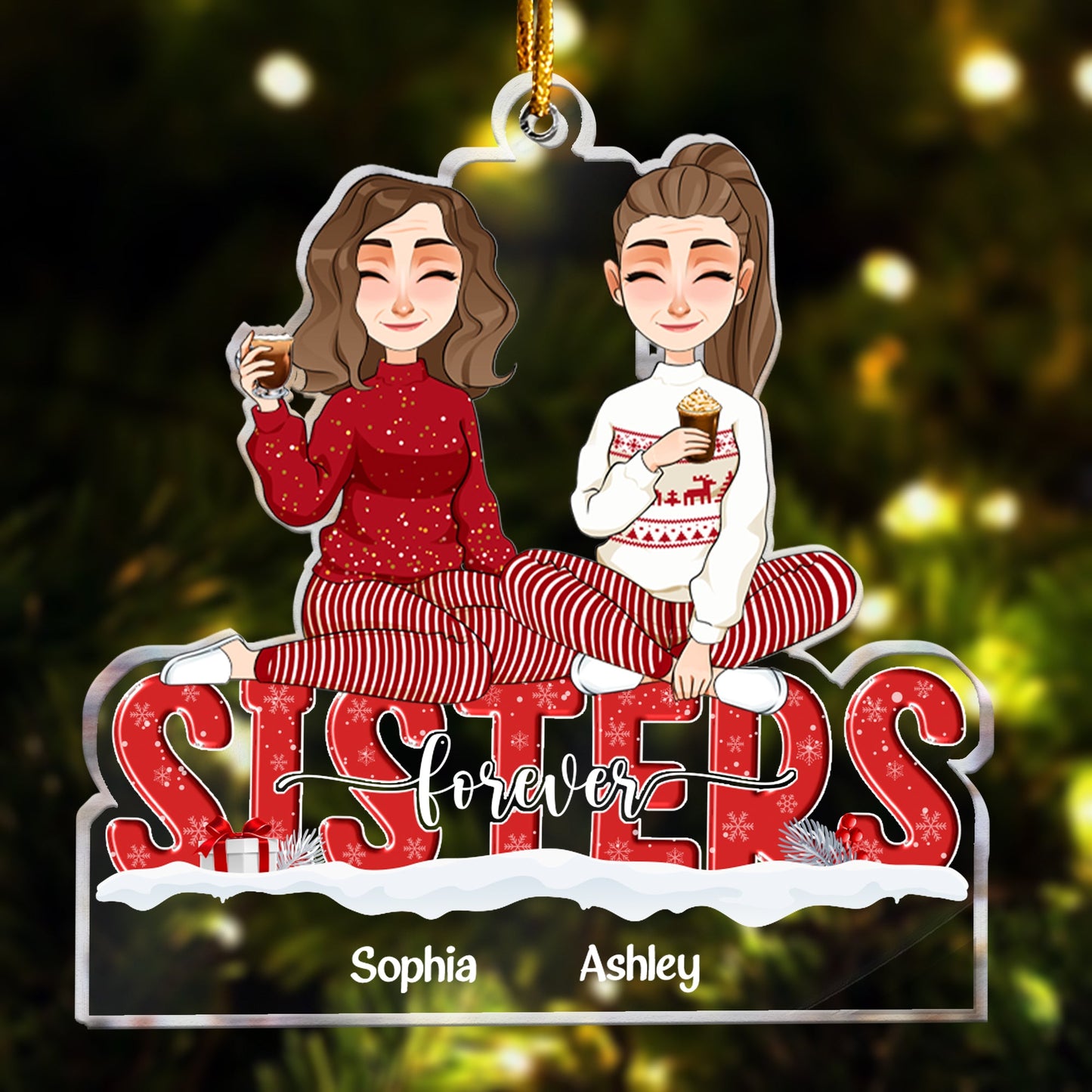 Sisters Forever - Version 6 - Personalized Acrylic Ornament