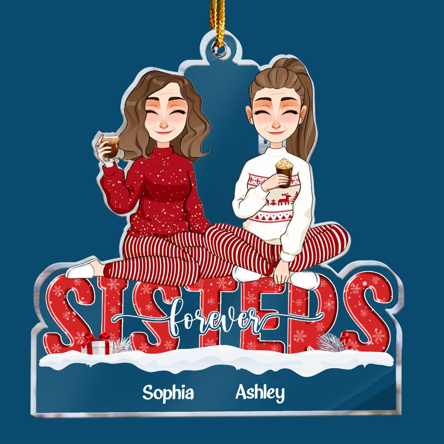 Sisters Forever - Version 6 - Personalized Acrylic Ornament