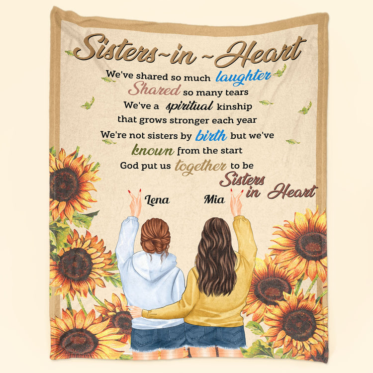Sisters In Heart - Personalized Blanket - Birthday, Friendship Day Gift For Besties, Friends, Soul Sisters, Girl