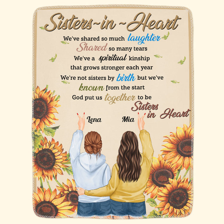 Sisters In Heart - Personalized Blanket - Birthday, Friendship Day Gift For Besties, Friends, Soul Sisters, Girl