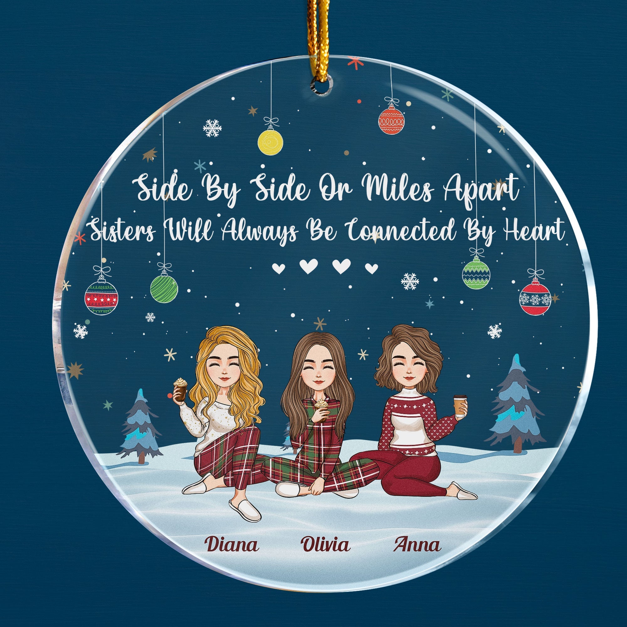 Sisters Make The Best Friends - Personalized Circle Acrylic Ornament