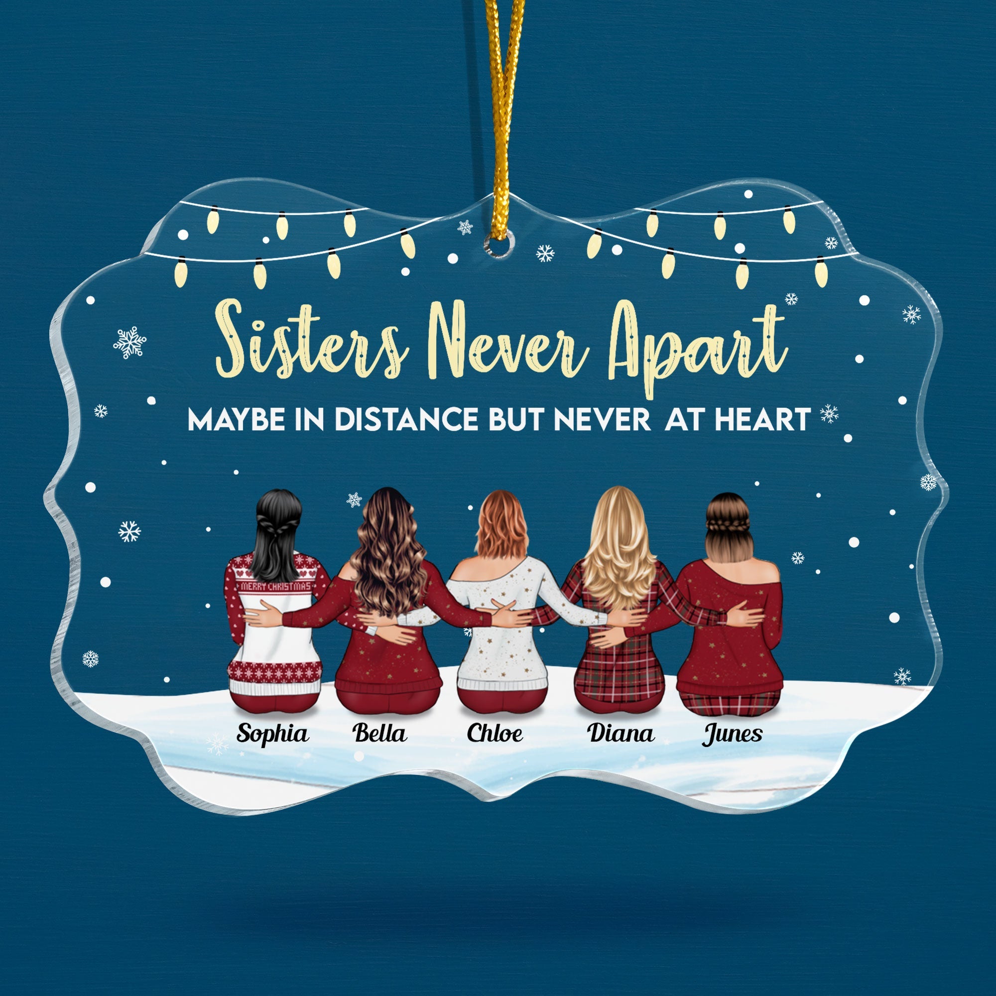 Sisters Never Apart In Heart - Personalized Acrylic Ornament