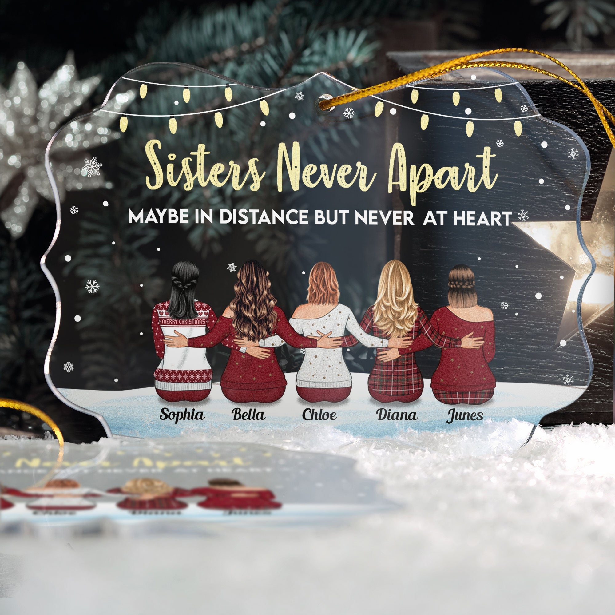 Sisters Never Apart In Heart - Personalized Acrylic Ornament