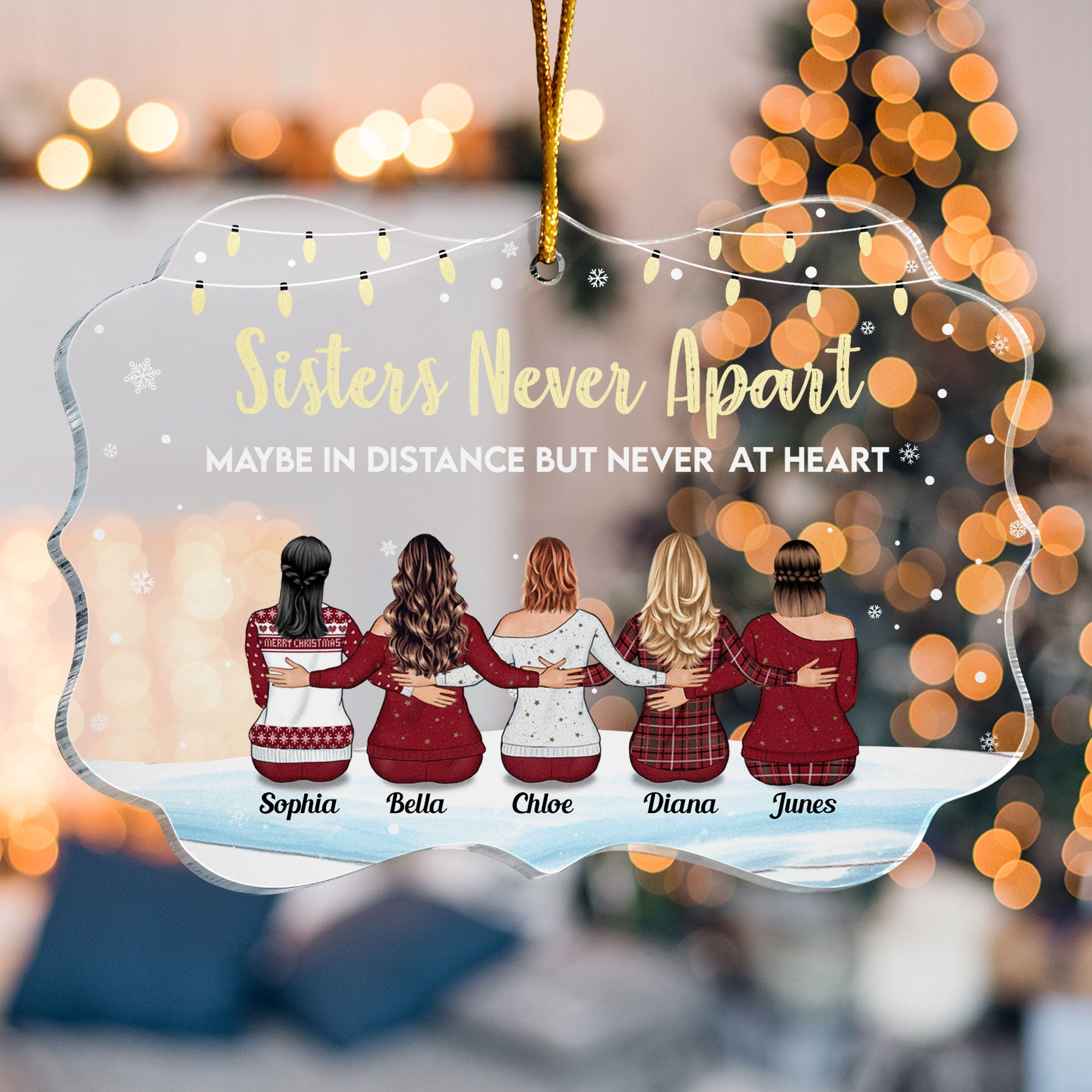 Sisters Never Apart In Heart - Personalized Acrylic Ornament