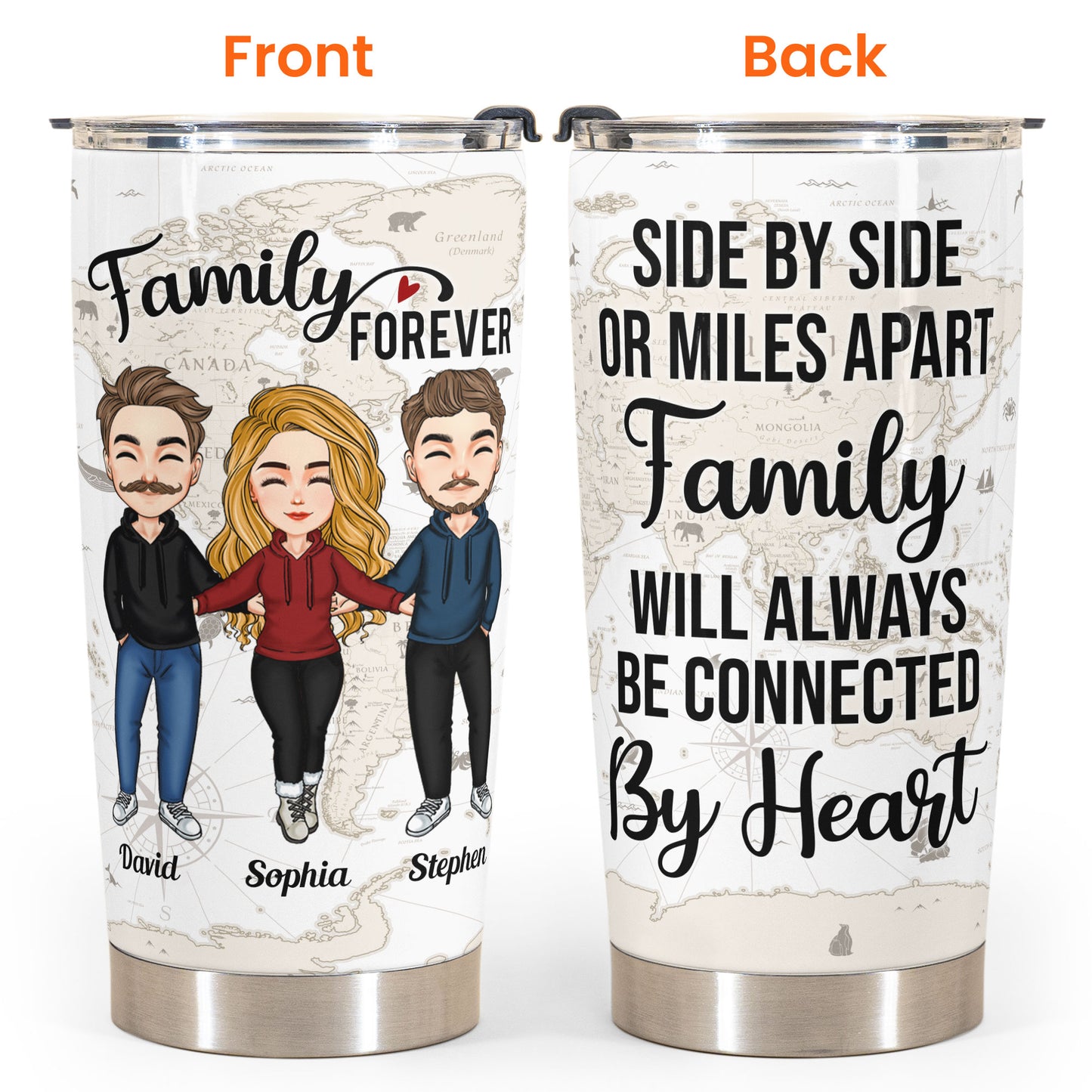Sisters Will Always Be Connected By Heart - Cartoon Version - Personalized Tumbler Cup