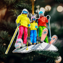 Skiing Gifts For Snow Skiers Family Friends - Personalized Acrylic Photo Ornament