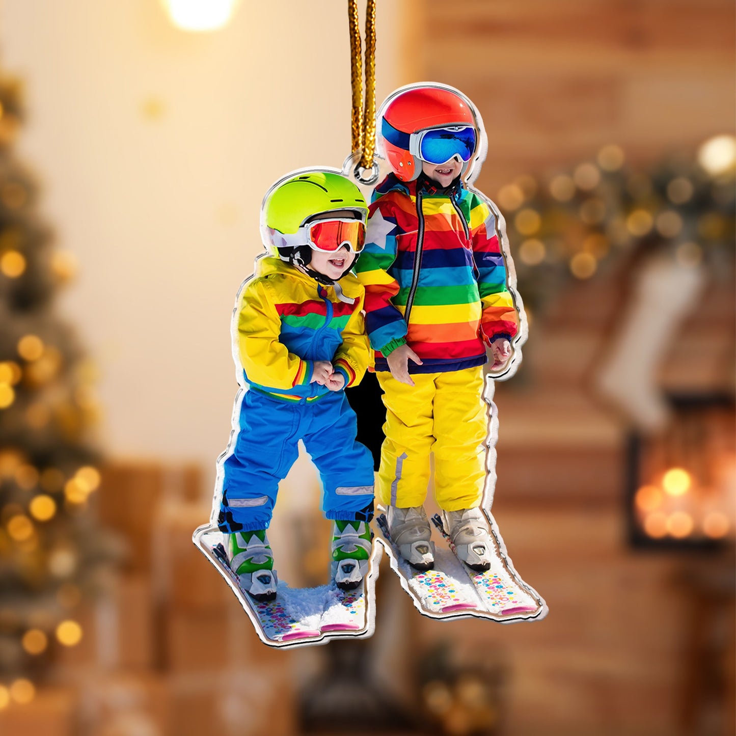 Skiing Gifts For Snow Skiers Family Friends - Personalized Acrylic Photo Ornament