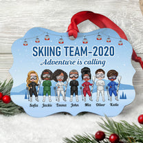 Skiing Team - Personalized Aluminum Ornament - Christmas Gift For Friends, Siblings, Skiing Lovers
