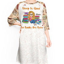 Sleep Is Good But Books Are Better - Personalized 3/4 Sleeve Dress