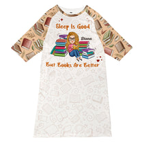 Sleep Is Good But Books Are Better - Personalized 3/4 Sleeve Dress
