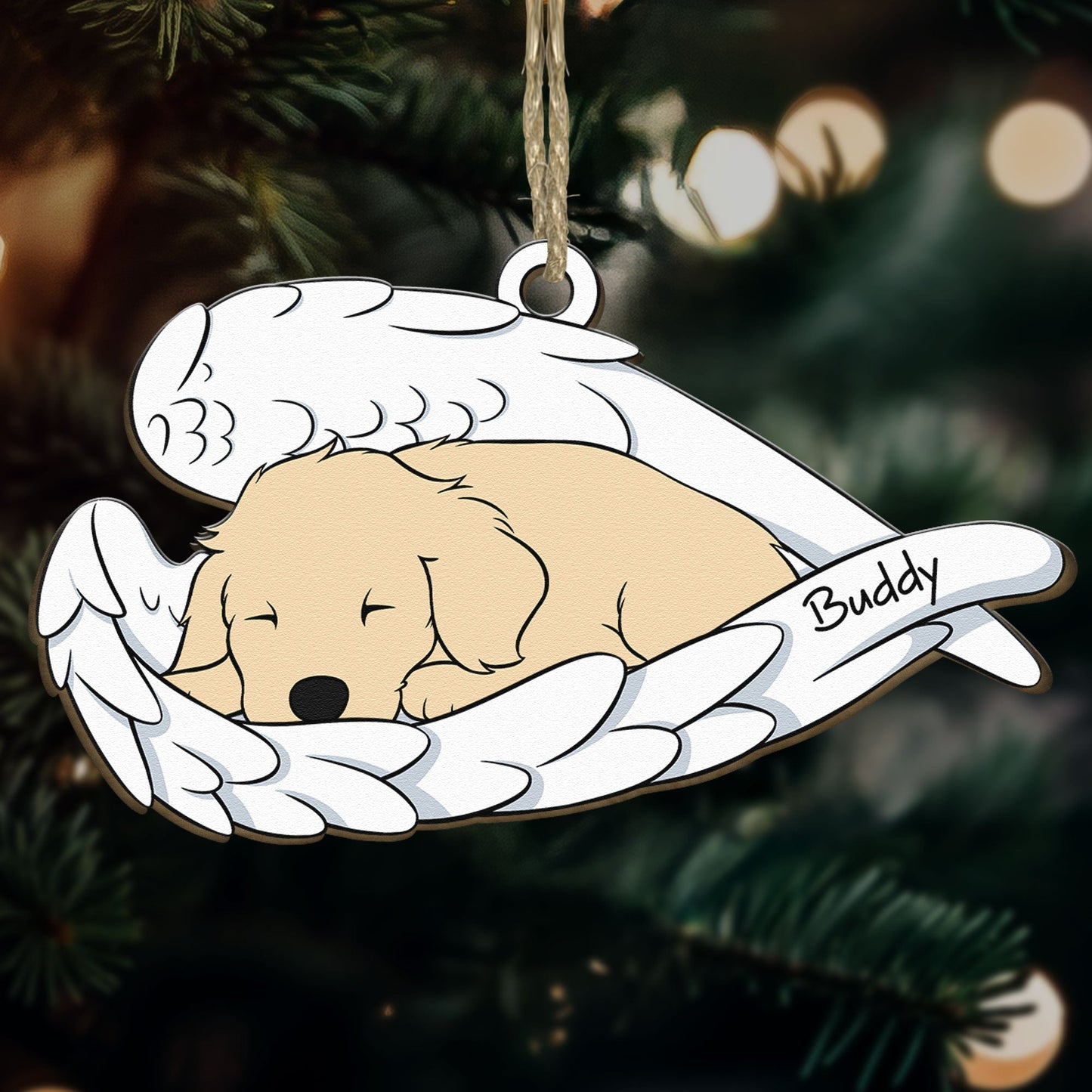 Sleeping Dog - Personalized Wooden Ornament