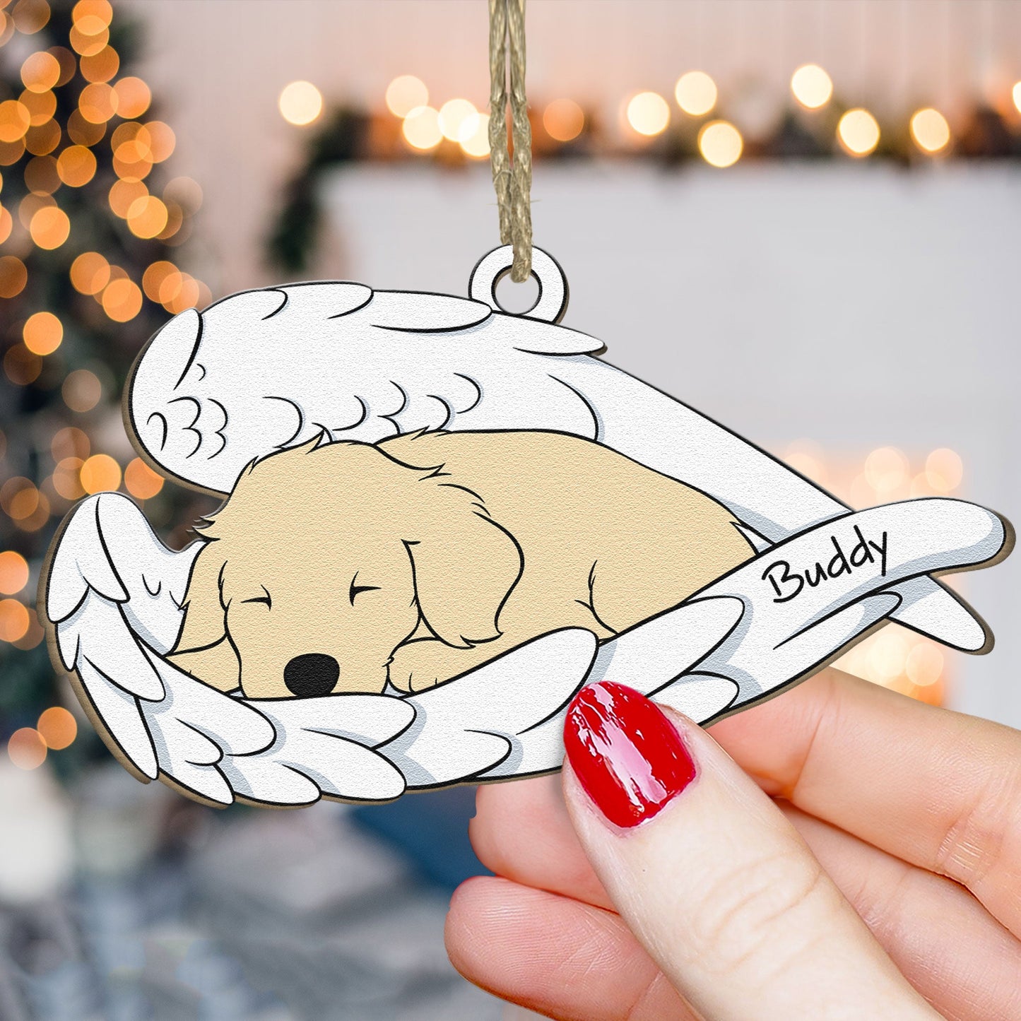 Sleeping Dog - Personalized Wooden Ornament