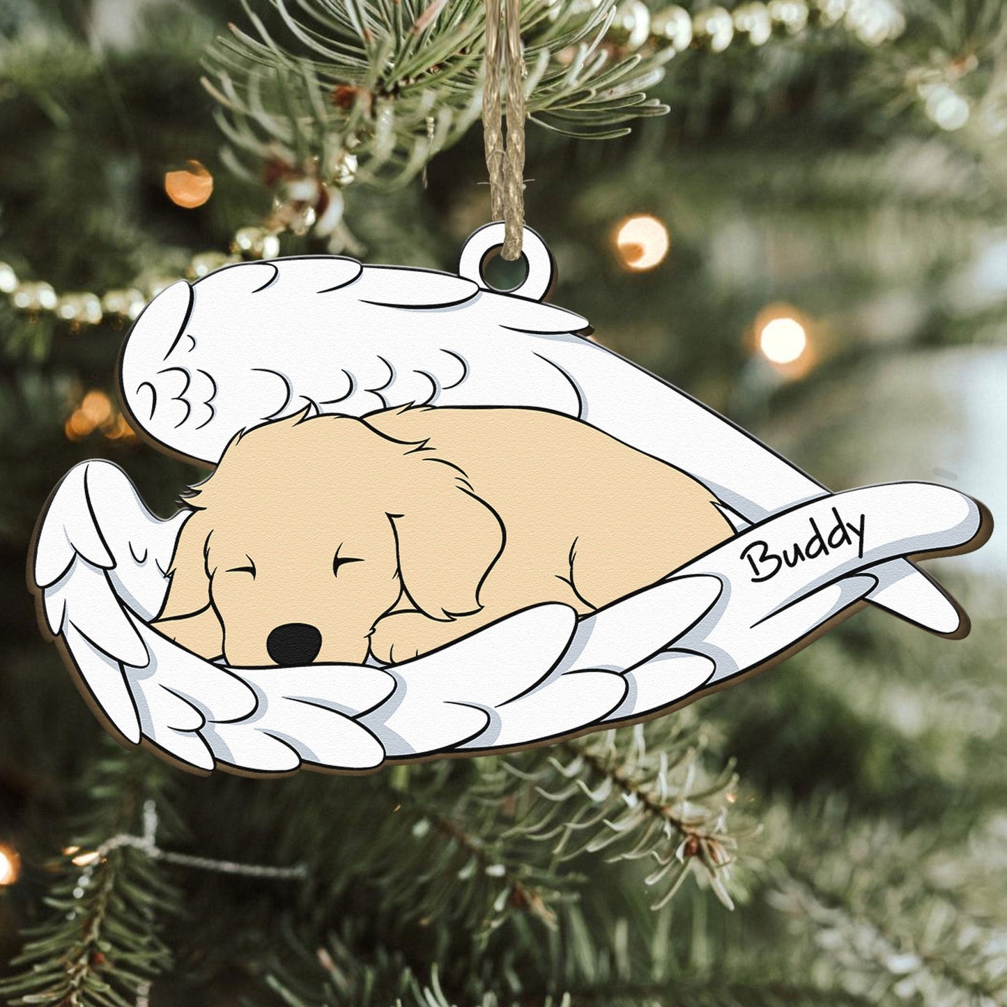 Sleeping Dog - Personalized Wooden Ornament