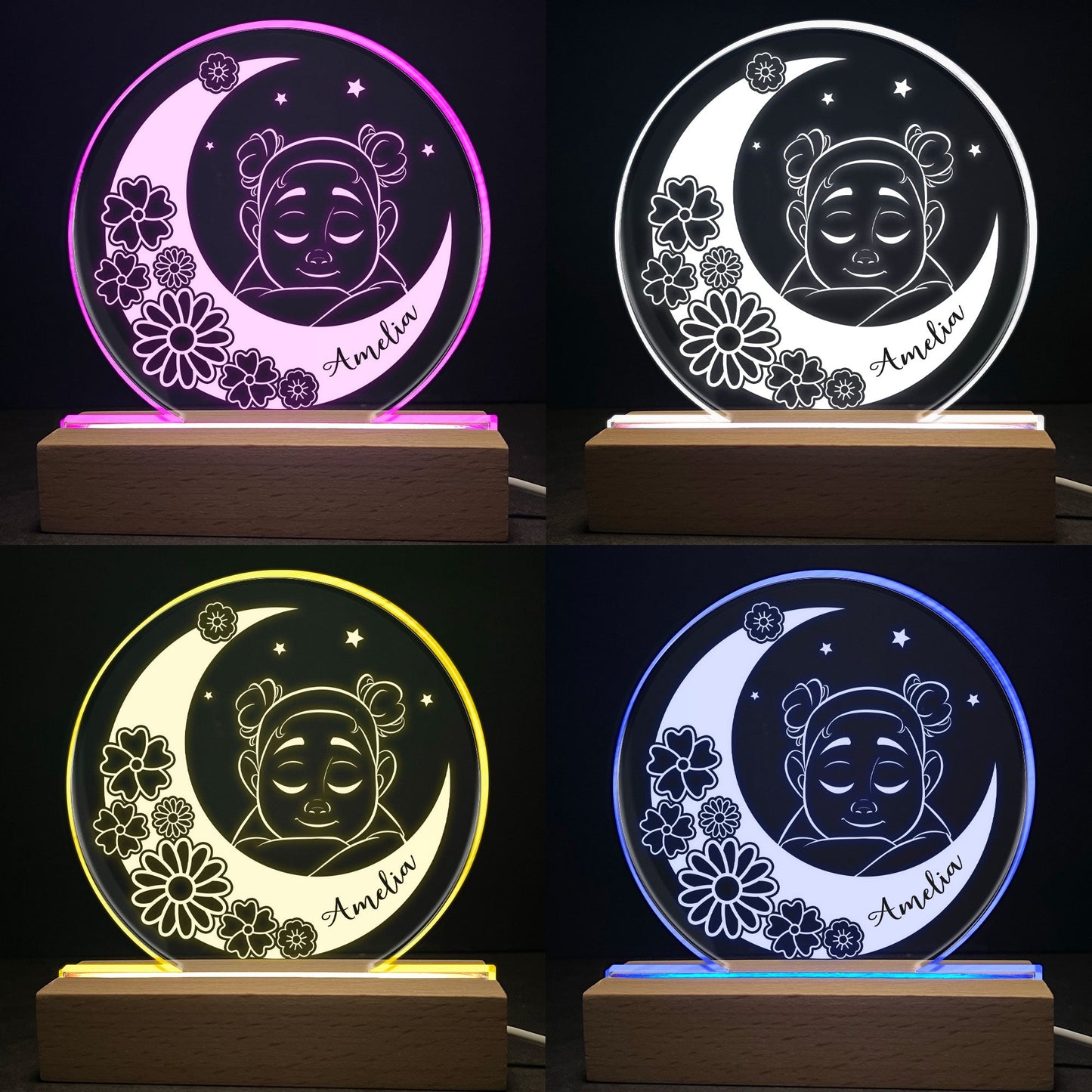 Sleeping On The Moon - Personalized LED Light