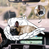 Sleeping Pet With Angel Wings - Personalized Car Photo Ornament