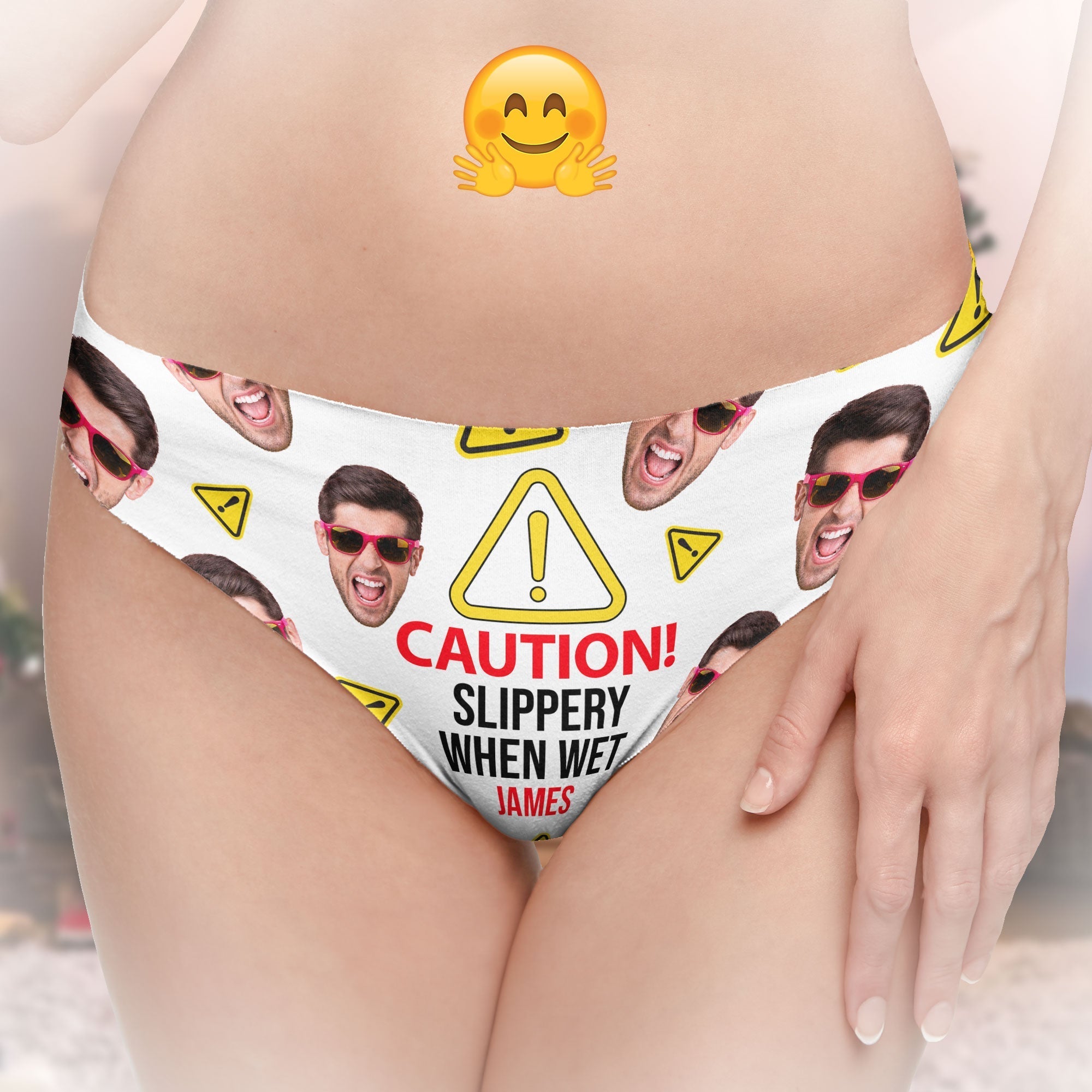Slippery When Wet - Personalized Photo Women's Low-Waisted Brief