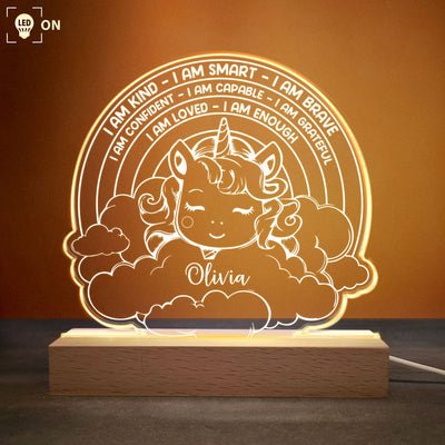 Smart Kind Brave Unicorn - Personalized LED Light