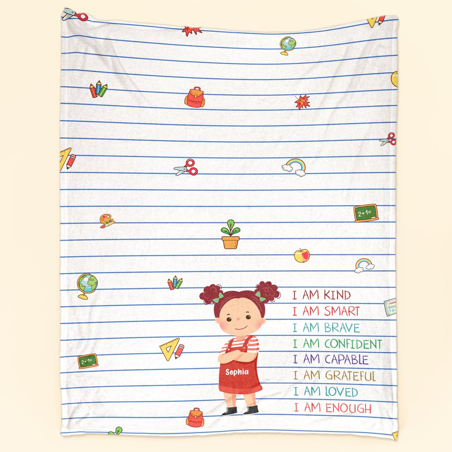 Smart Loved Brave Confident - Personalized Kid Blanket