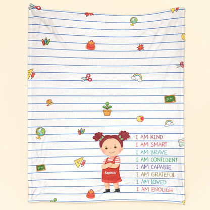 Smart Loved Brave Confident - Personalized Kid Blanket