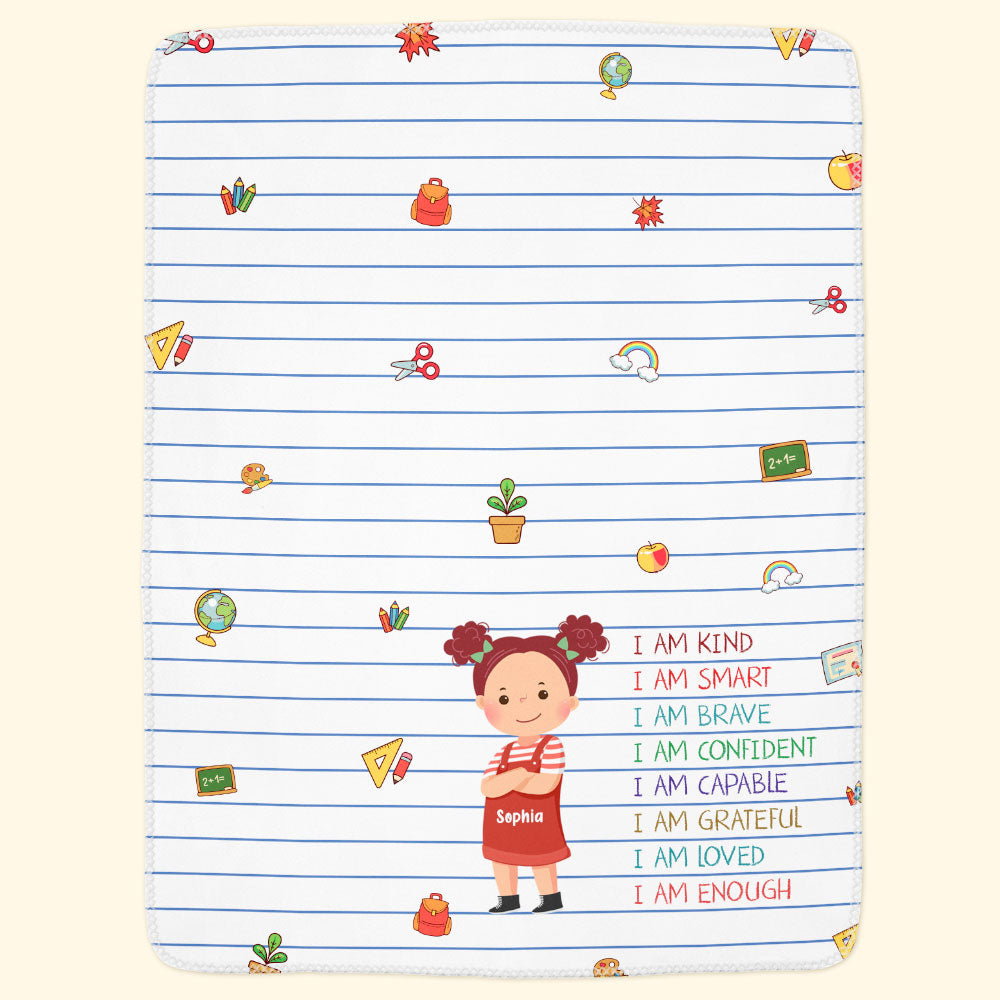 Smart Loved Brave Confident - Personalized Kid Blanket