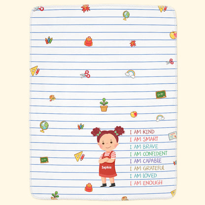 Smart Loved Brave Confident - Personalized Kid Blanket