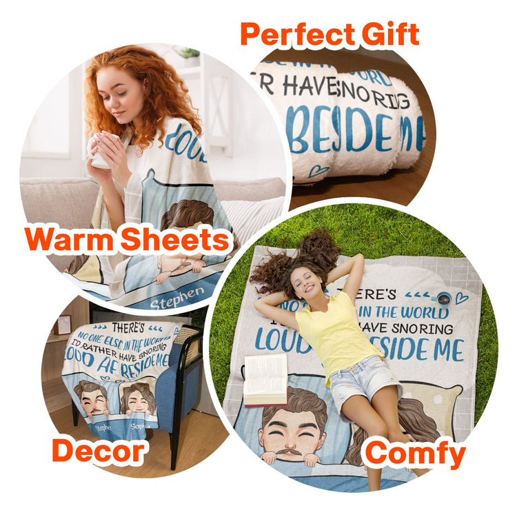 Snoring Loud Beside Me - Personalized Blanket - Anniversary, Valentine, New Year Gift For Couple, Husband, Wife, Lover, Boyfriend, Girlfriend 