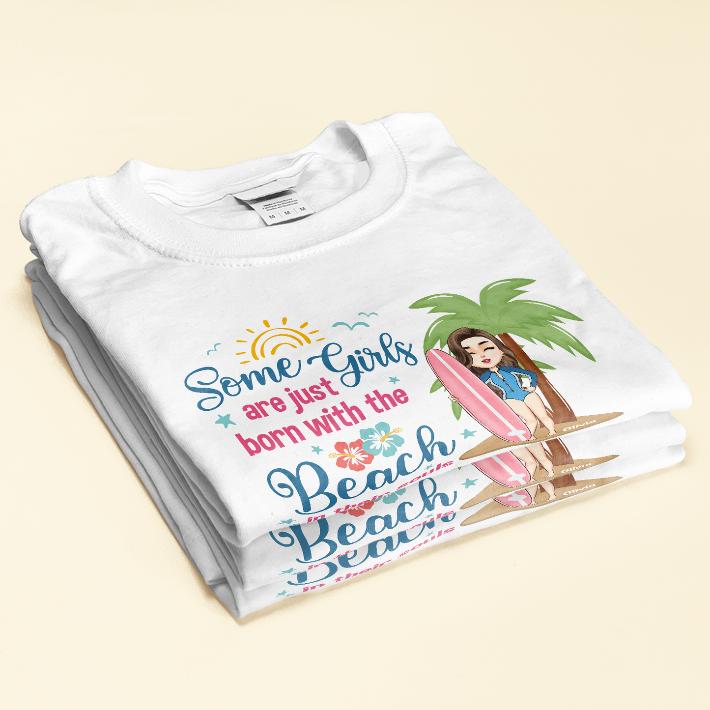 Some Girls Are Just Born With The Beach In Their Souls - Personalized Shirt - Summer, Birthday Gift For Surfing Lovers, Surfers, Girl Friends
