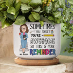 Sometimes You Forget You Are Awesome - Personalized Ceramic Plant Pot With Tray