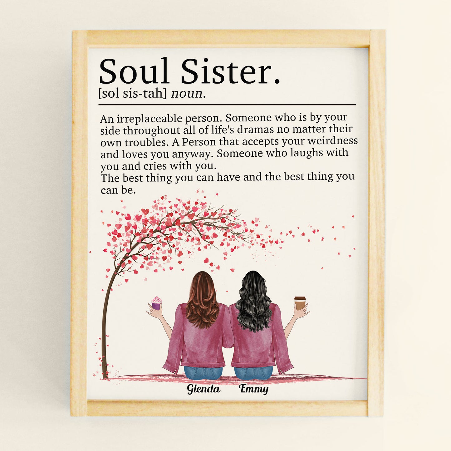 Soul Sister Definition Heart Tree - Personalized Poster - Christmas Gift For Friends, Besties, BFF