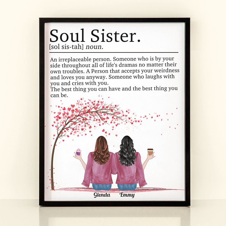 Soul Sister Definition Heart Tree - Personalized Poster - Christmas Gift For Friends, Besties, BFF