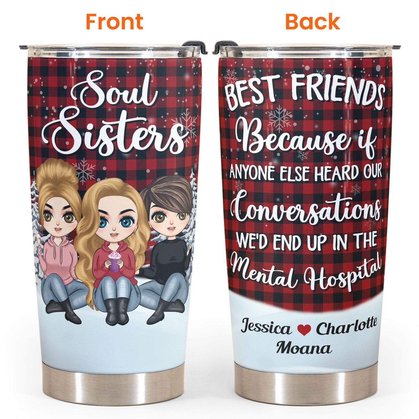 Soul Sister - Personalized Tumbler Cup - Birthday Gift For Bestie, BestFriend, FF, Friend, Soul Sister - Cute Girls Sitting