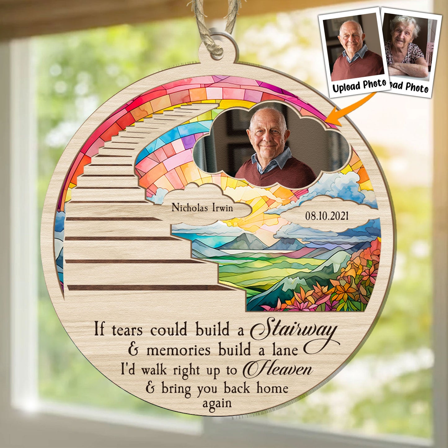 Stairway To Heaven - Personalized Suncatcher Photo Ornament